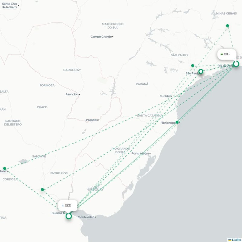 GIG - EZE route map