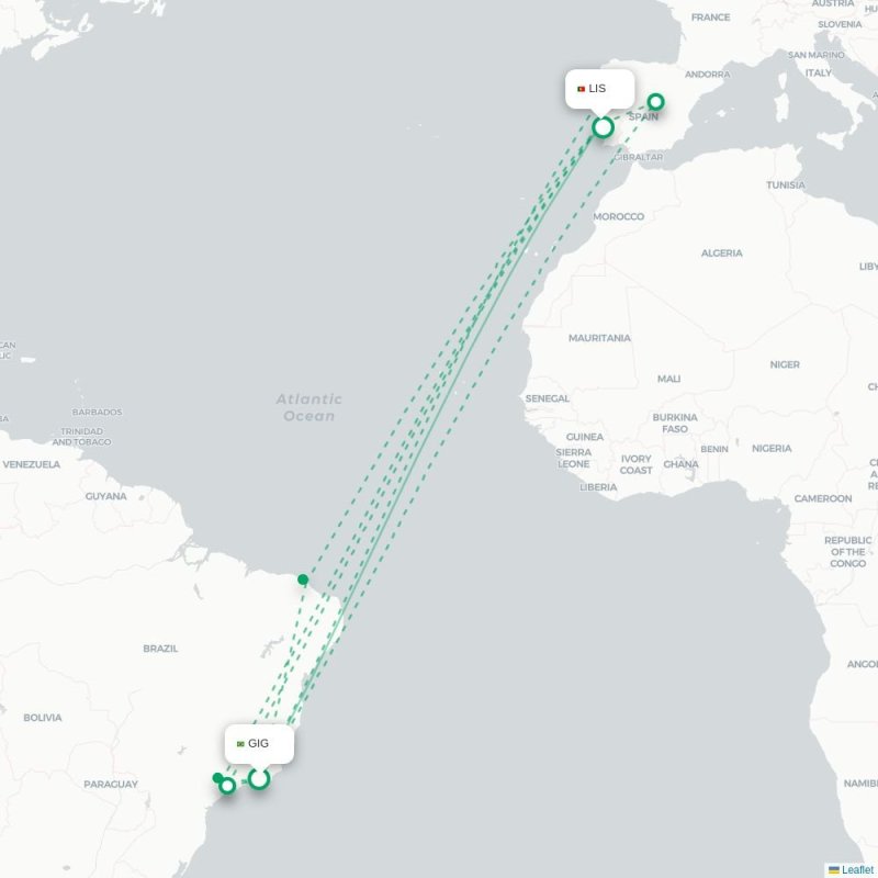 GIG - LIS route map
