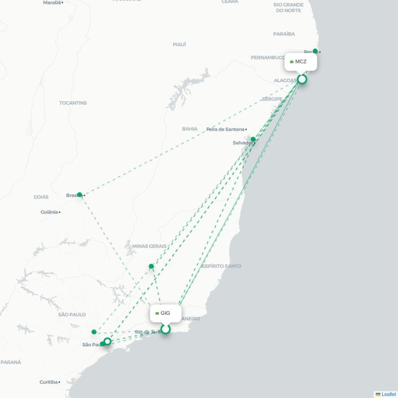 GIG - MCZ route map