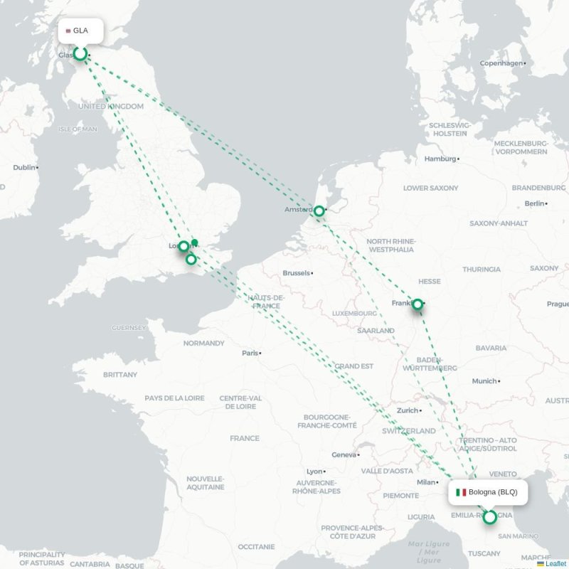 GLA - BLQ route map