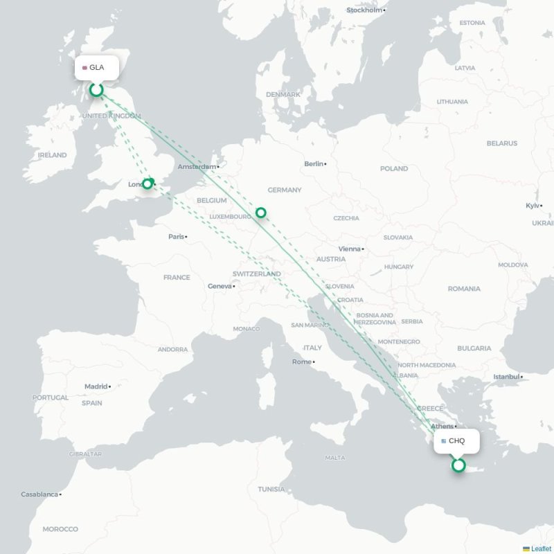 GLA - CHQ route map