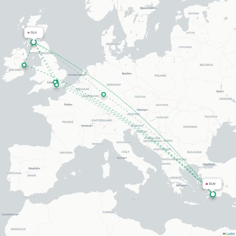 GLA - DLM route map