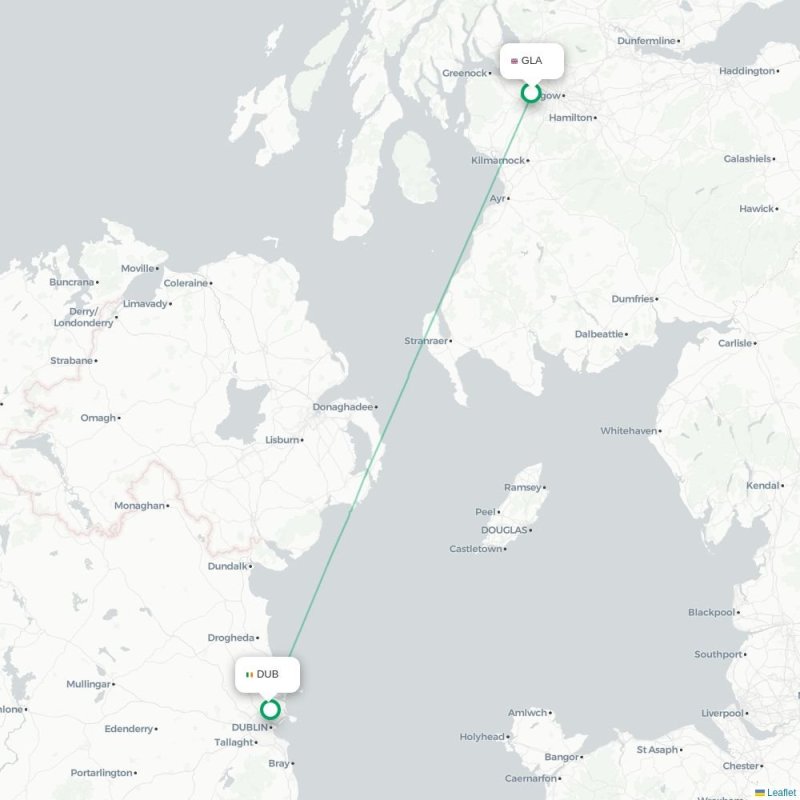 GLA - DUB route map