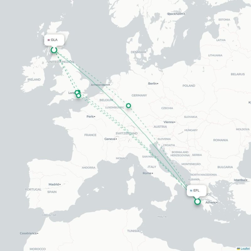 GLA - EFL route map