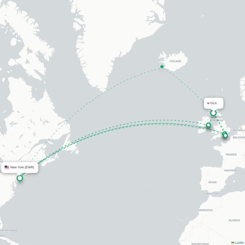 GLA - EWR route map