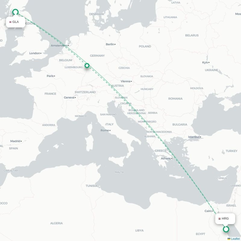 GLA - HRG route map