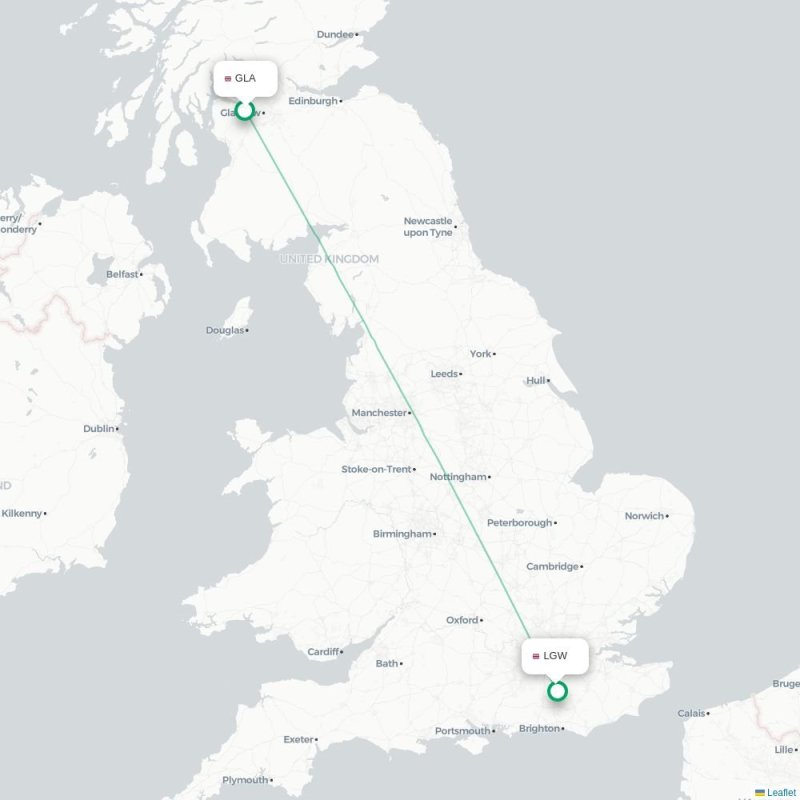 GLA - LGW route map