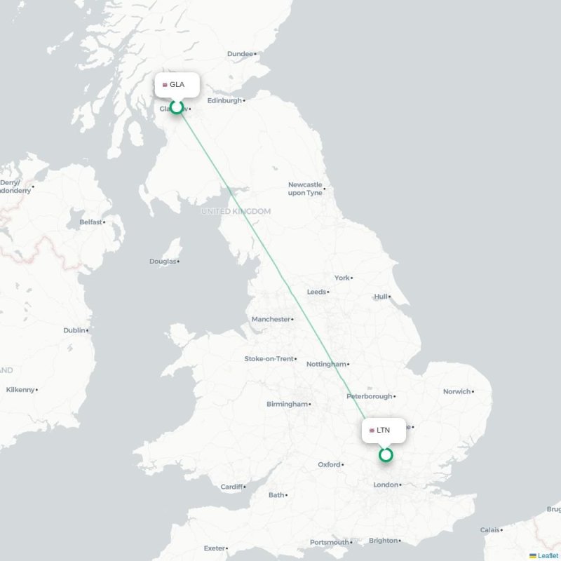 GLA - LTN route map