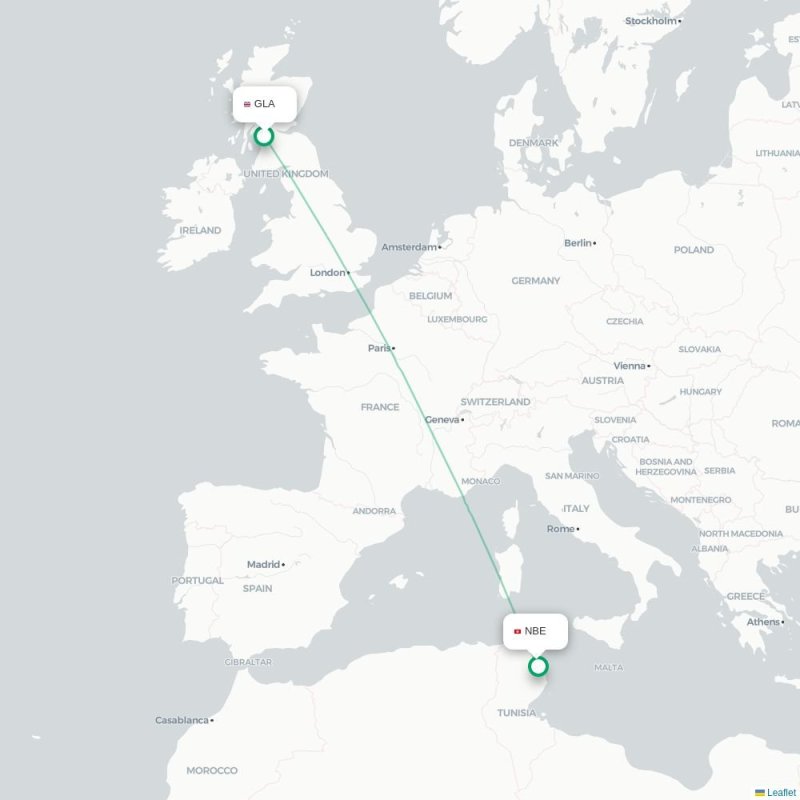 GLA - NBE route map