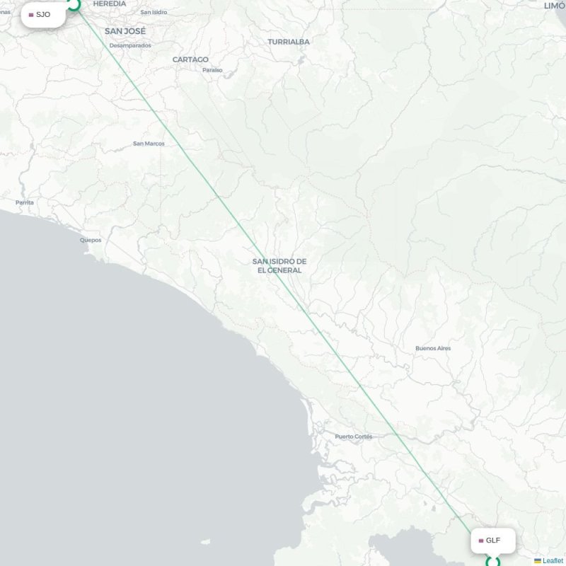 GLF - SJO route map