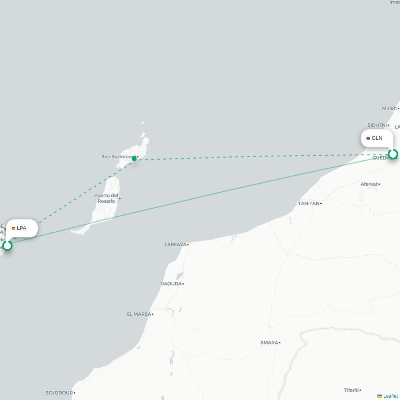 GLN - LPA route map