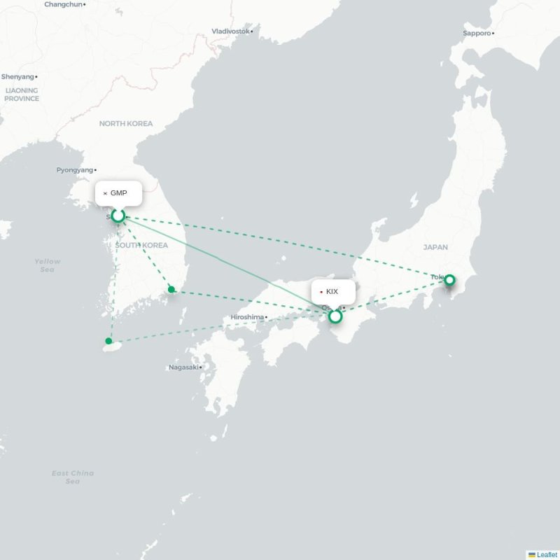 GMP - KIX route map
