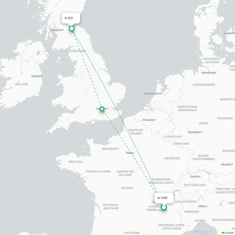 GNB - EDI route map