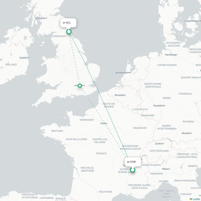 GNB - NCL route map