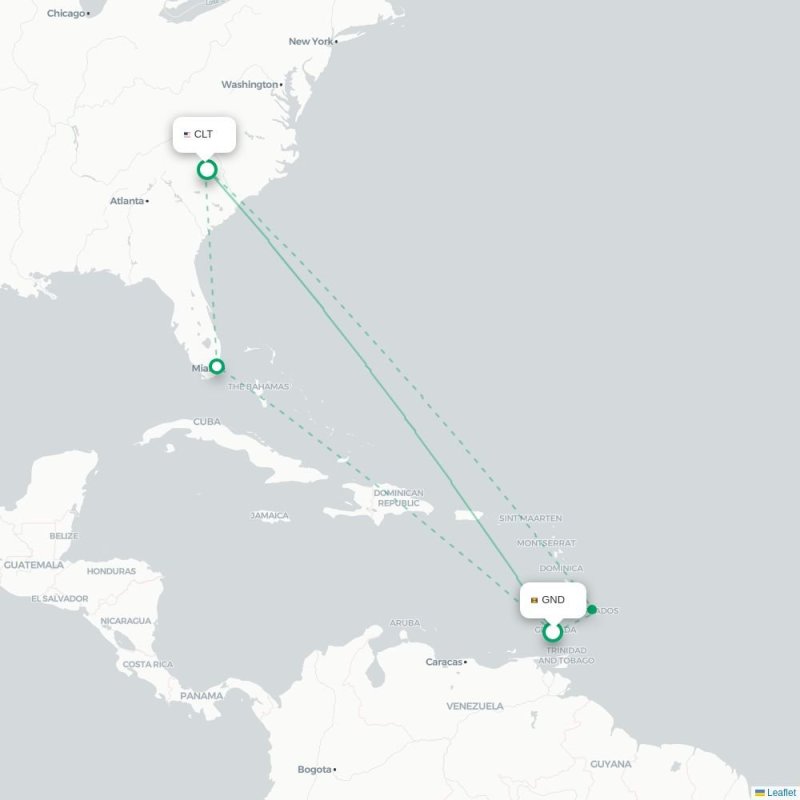 GND - CLT route map