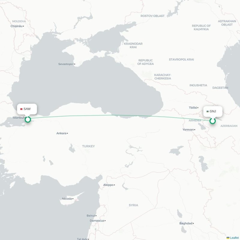 GNJ - SAW route map