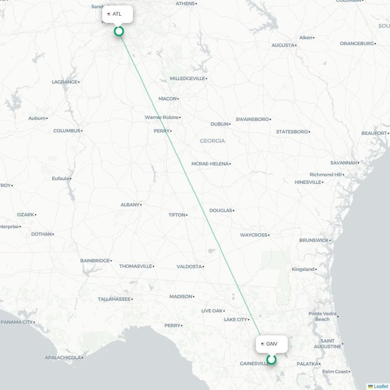GNV - ATL route map