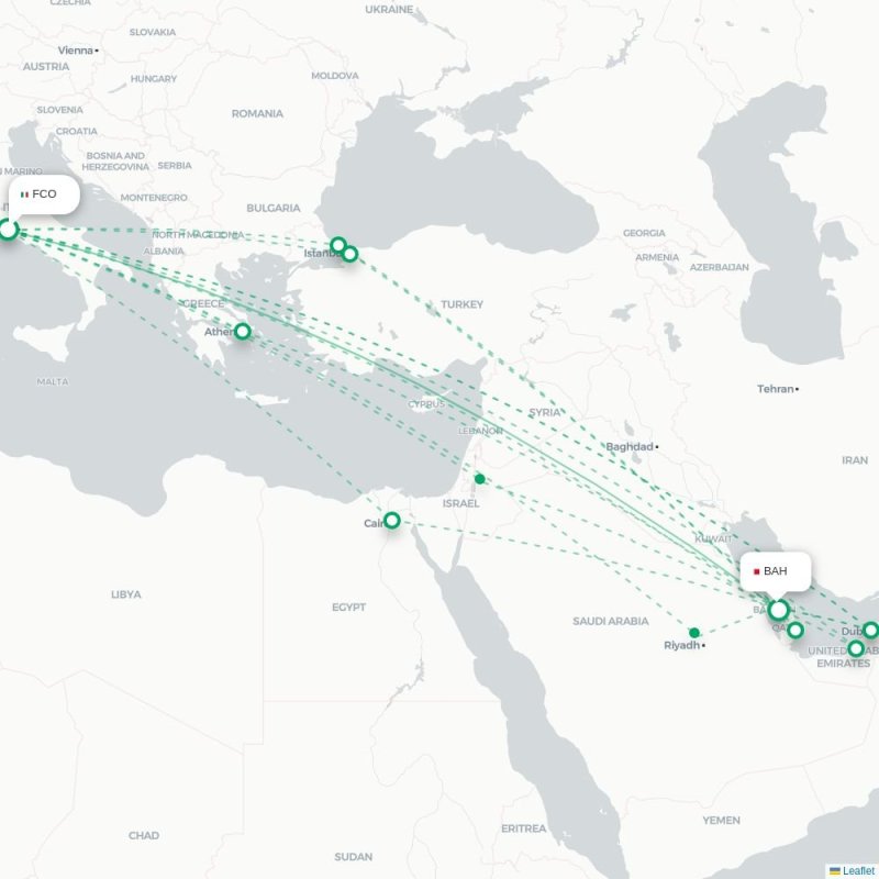 GOI - BAH route map