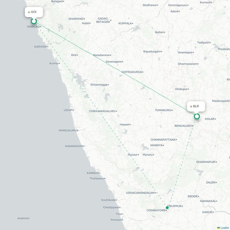 GOI - BLR route map