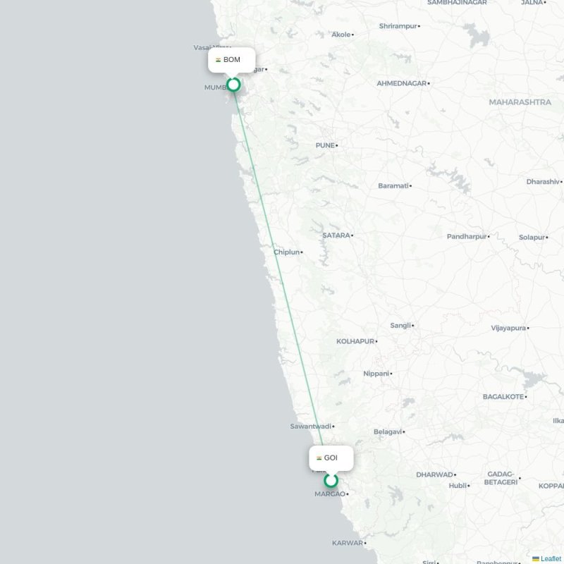 GOI - BOM route map