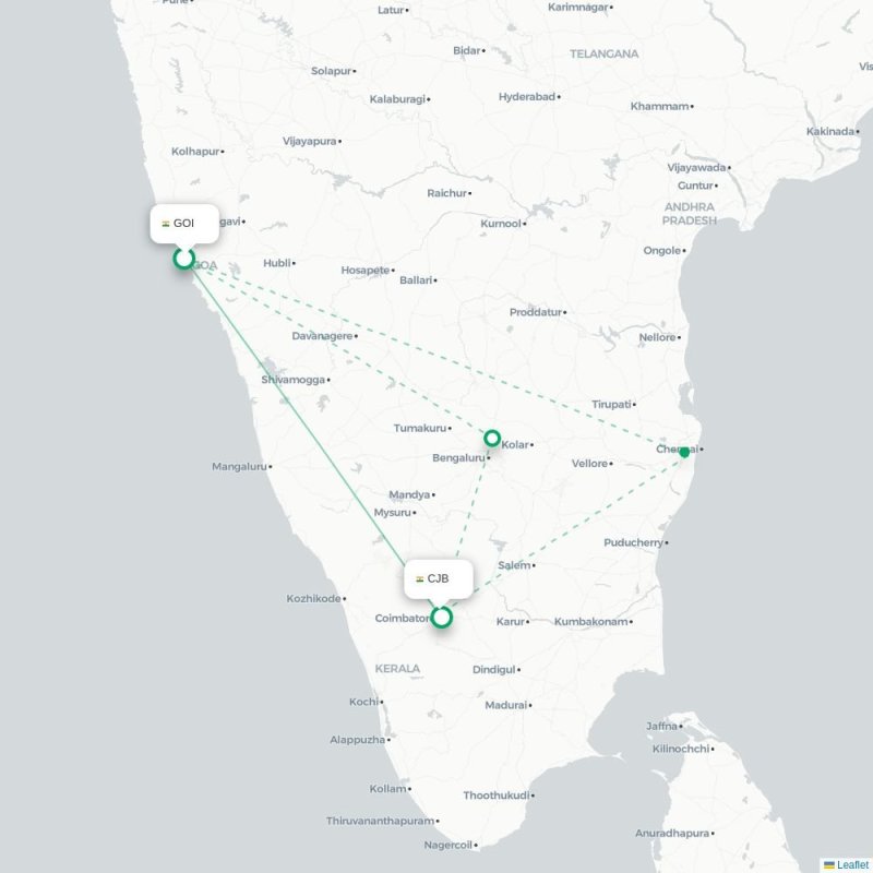 GOI - CJB route map