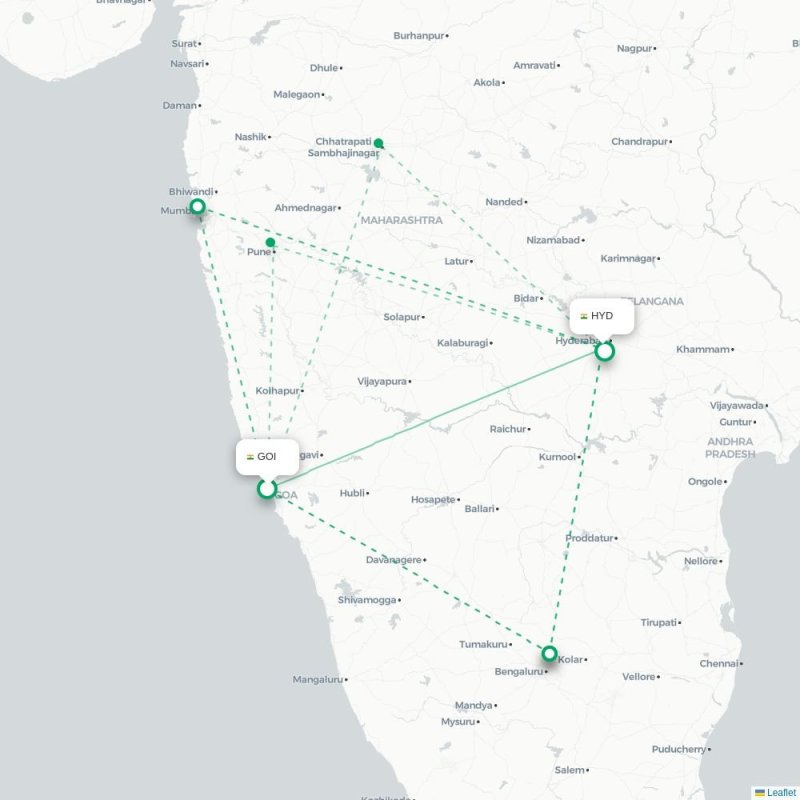 GOI - HYD route map