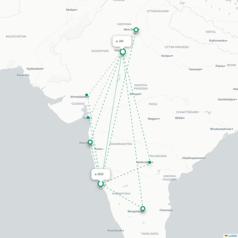 GOI - JAI route map