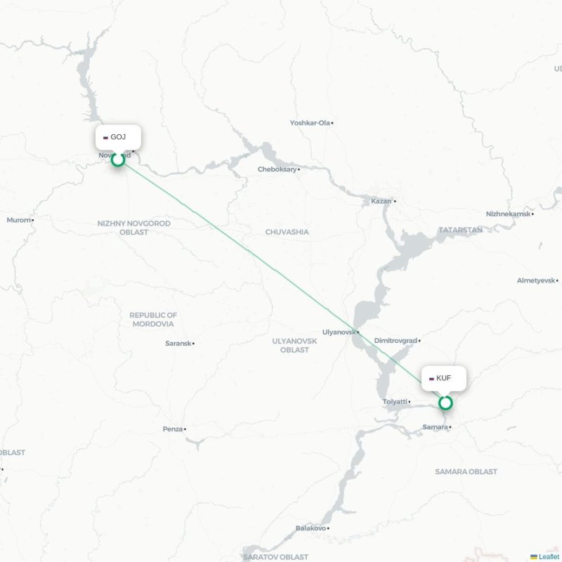 GOJ - KUF route map