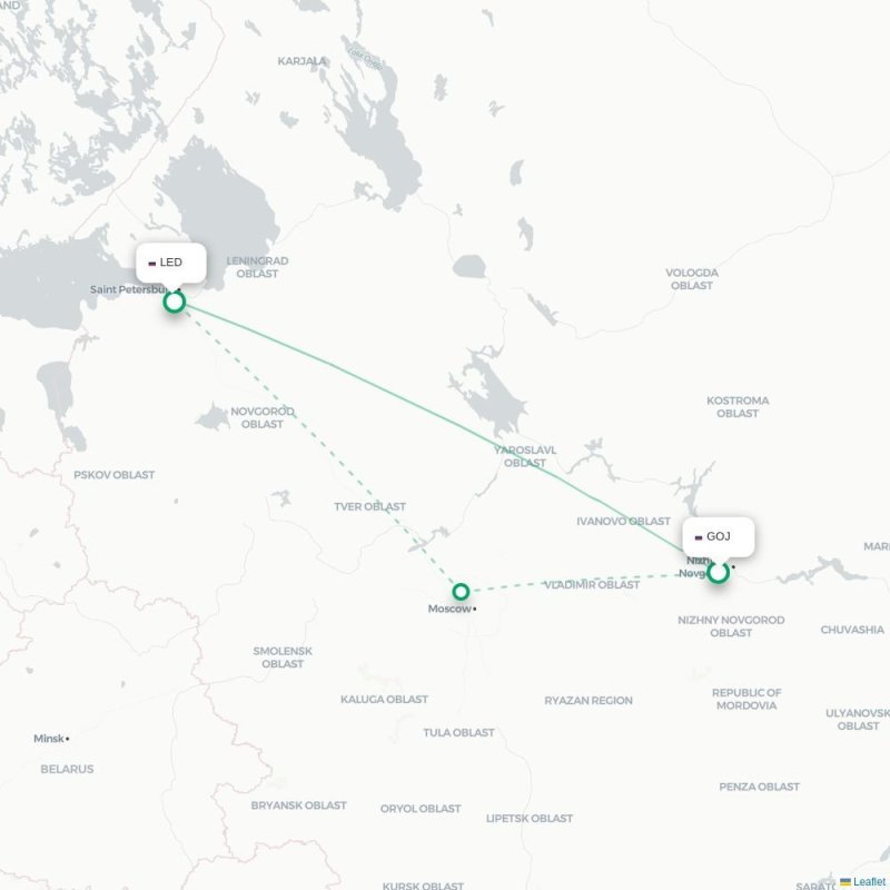 GOJ - LED route map