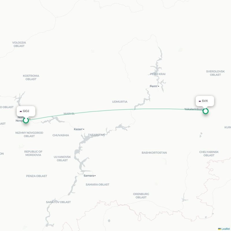 GOJ - SVX route map