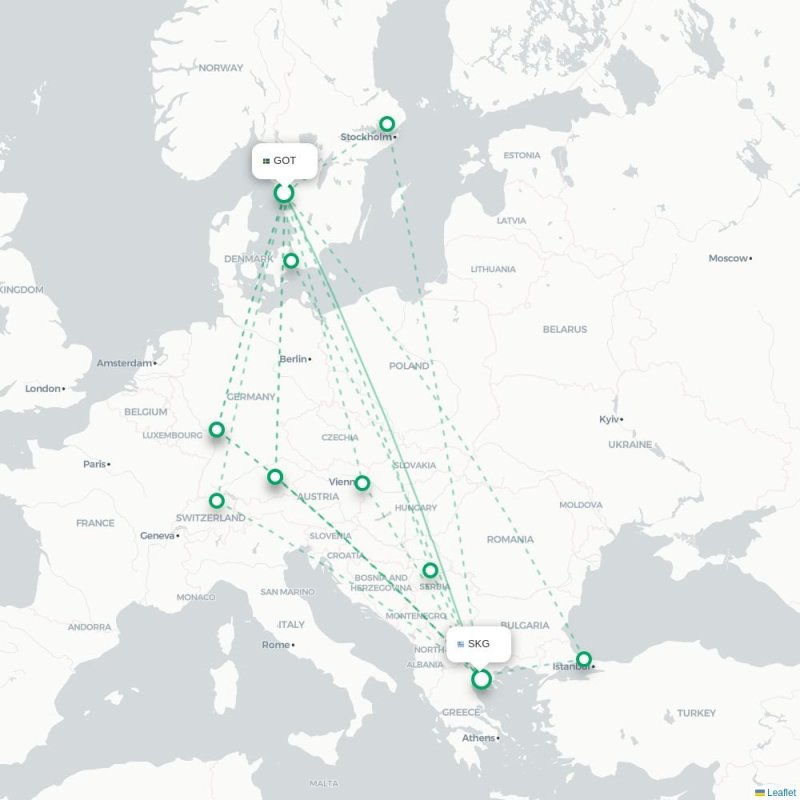 GOT - SKG route map