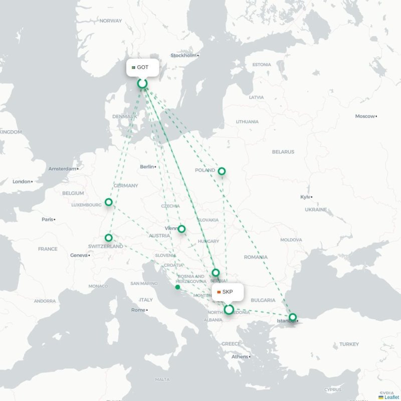 GOT - SKP route map