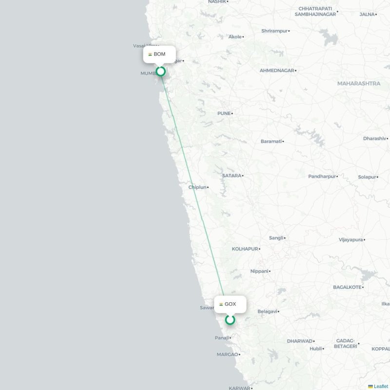 GOX - BOM route map