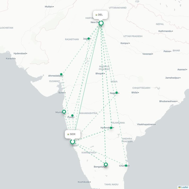 GOX - DEL route map