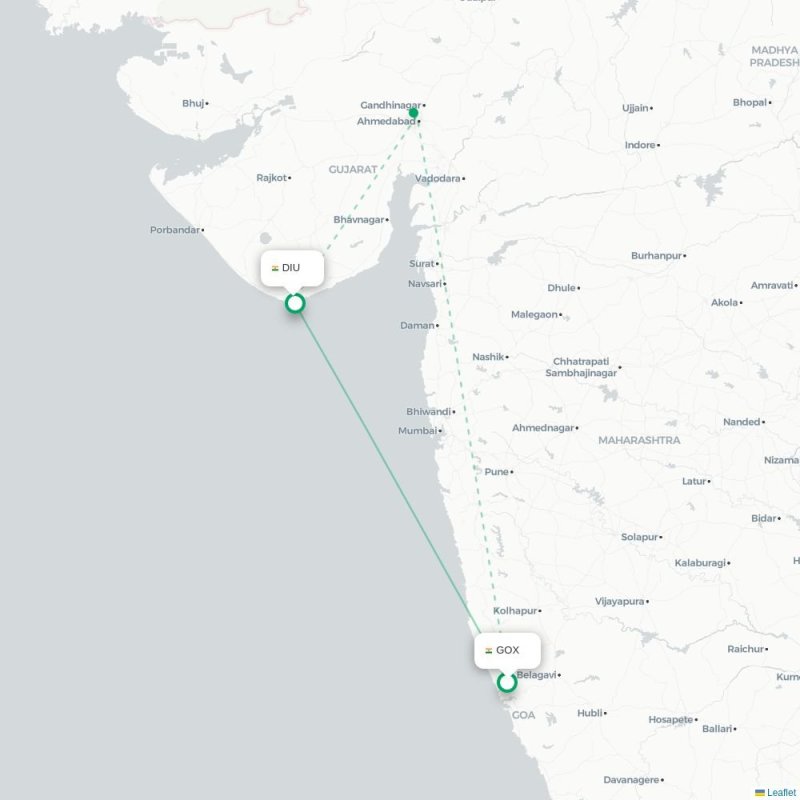GOX - DIU route map