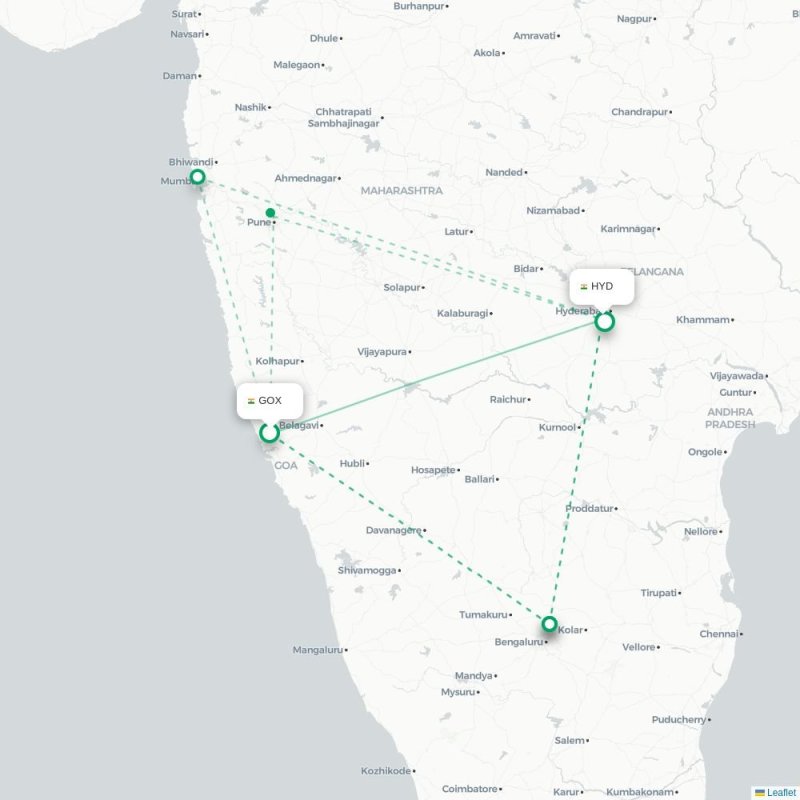GOX - HYD route map