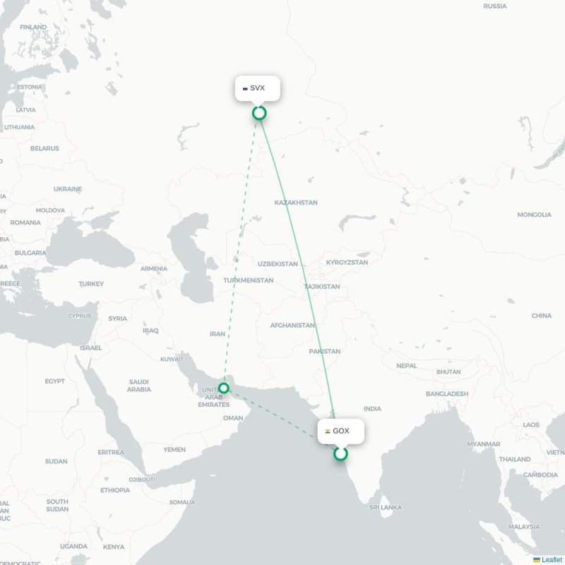 GOX - SVX route map