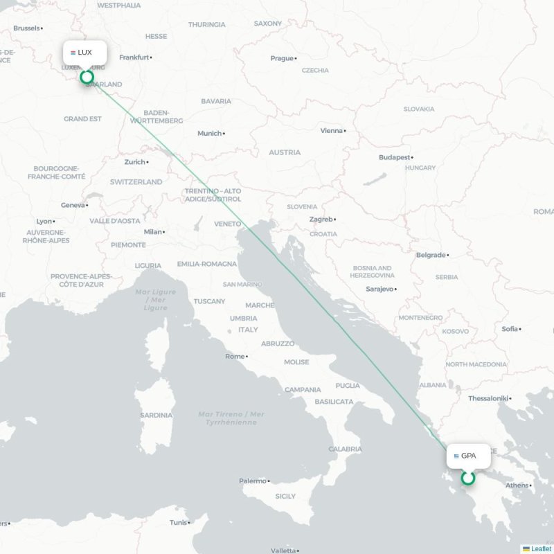 GPA - LUX route map