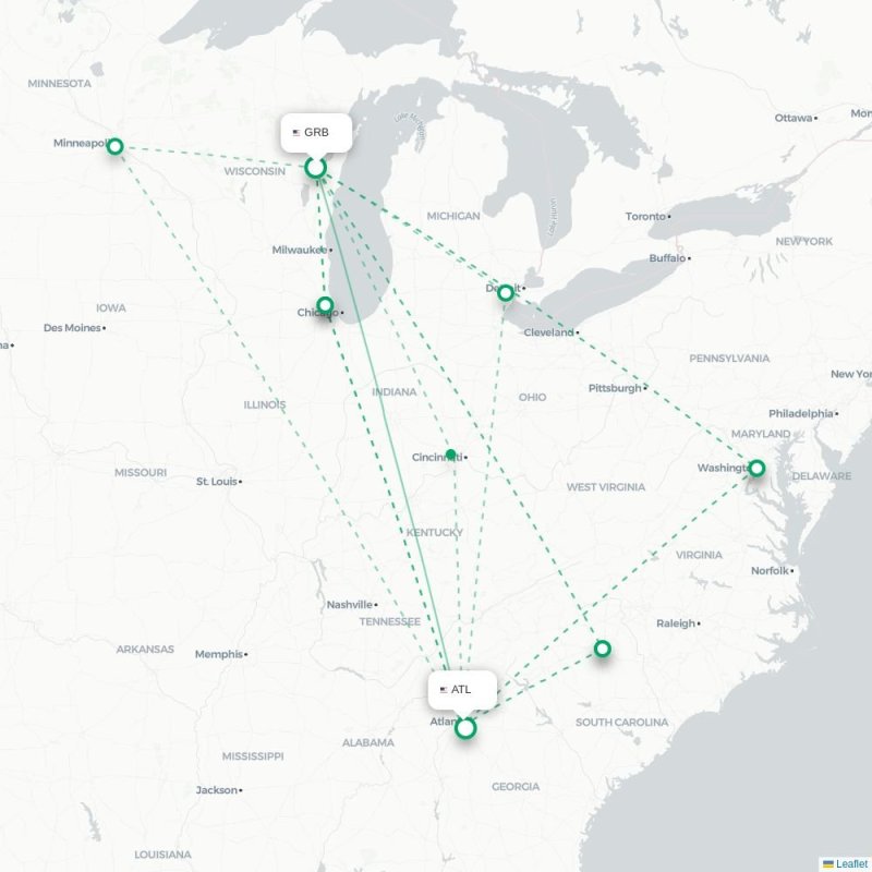 GRB - ATL route map