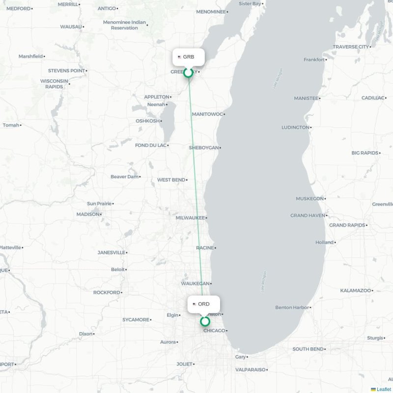 GRB - ORD route map