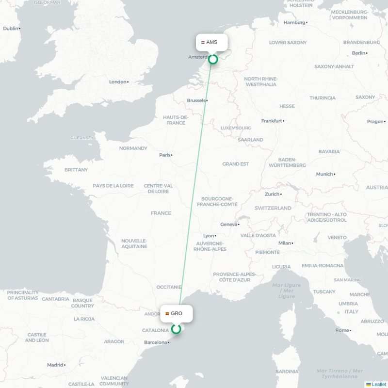 GRO - AMS route map