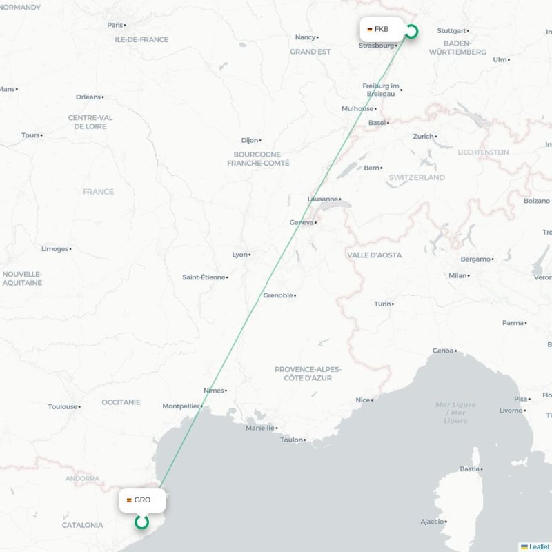GRO - FKB route map
