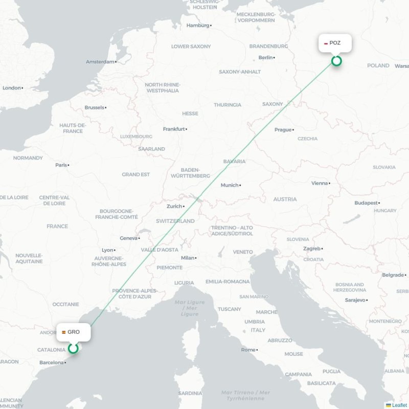 GRO - POZ route map