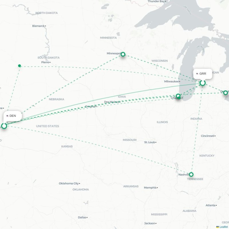 GRR - DEN route map