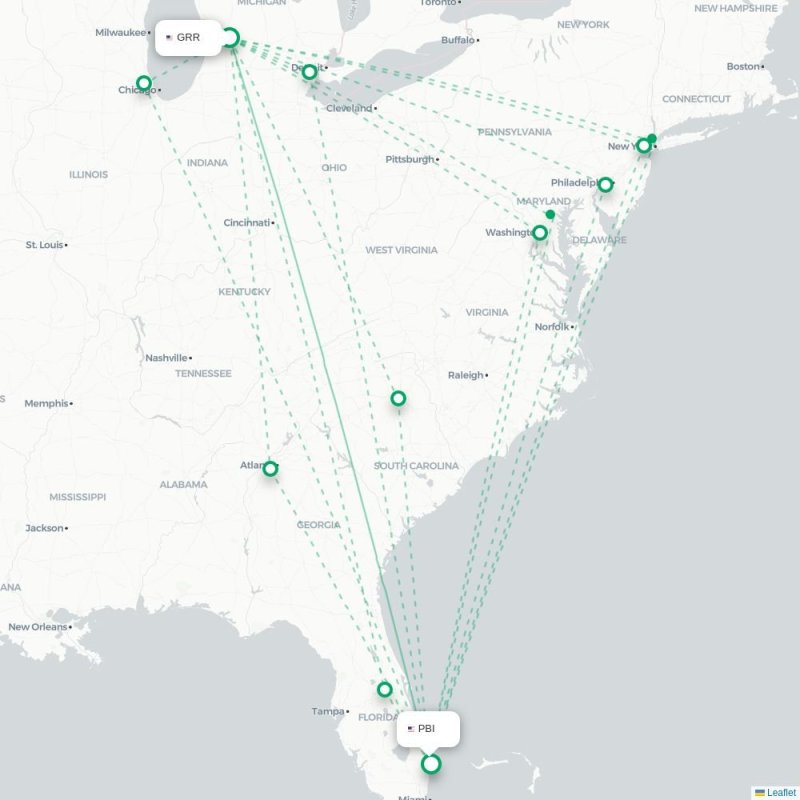 GRR - PBI route map