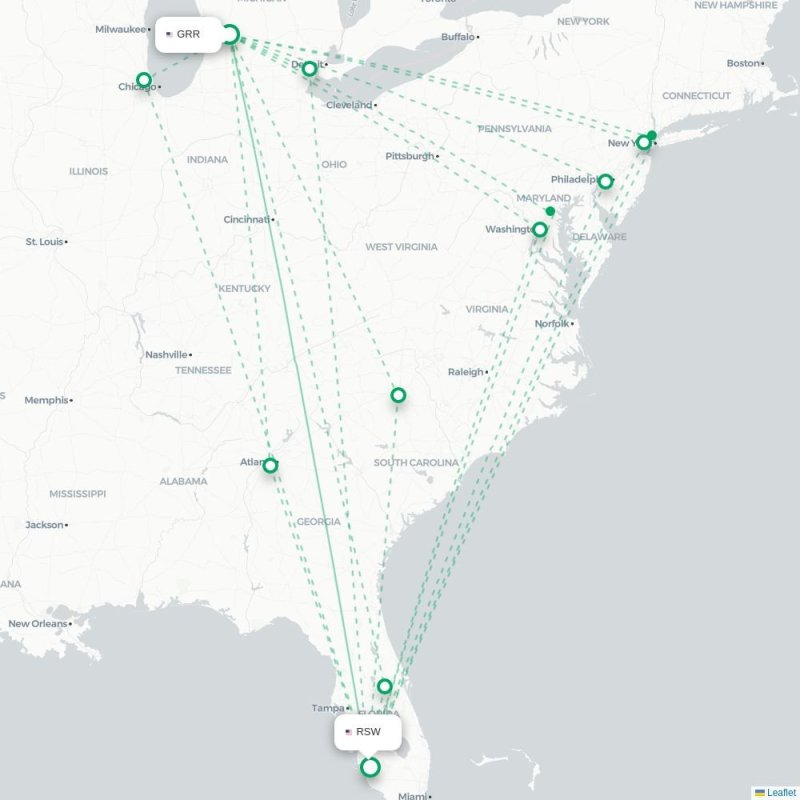 GRR - RSW route map
