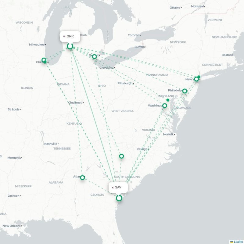 GRR - SAV route map