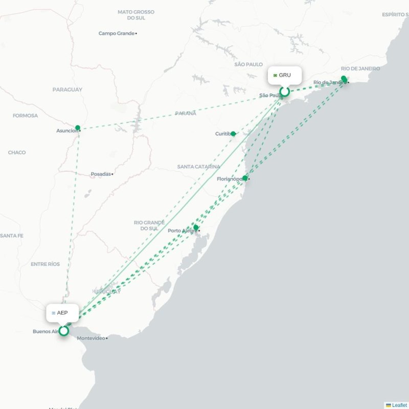 GRU - AEP route map