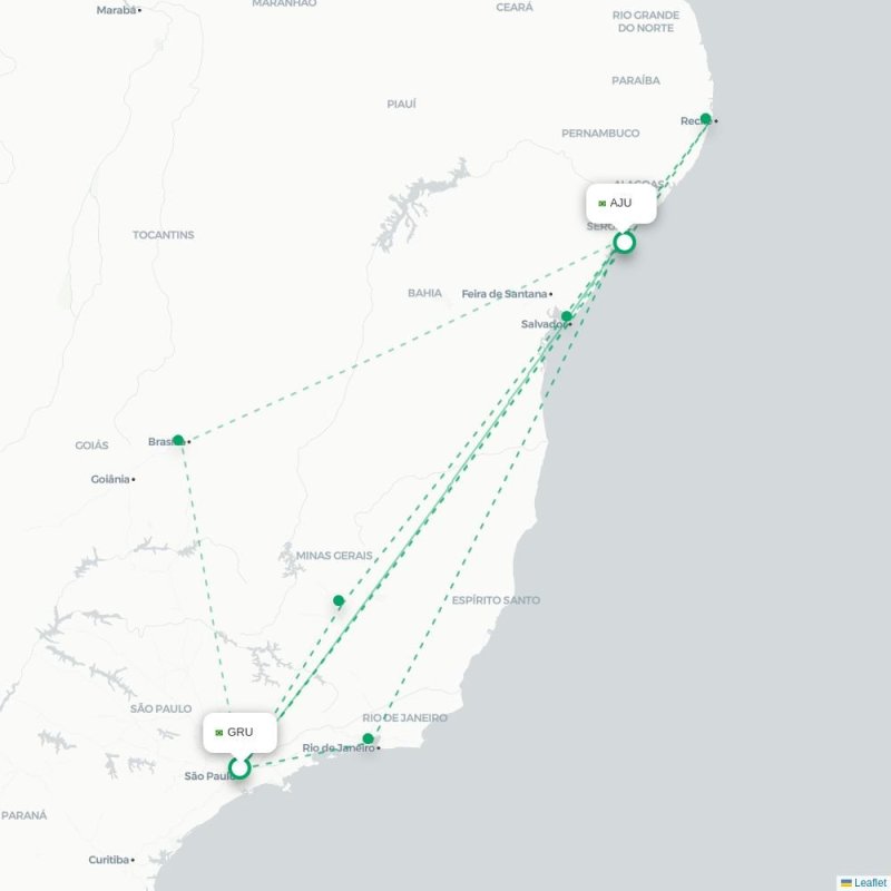 GRU - AJU route map