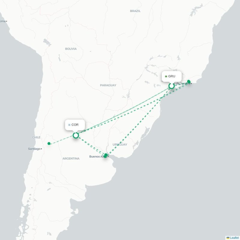GRU - COR route map